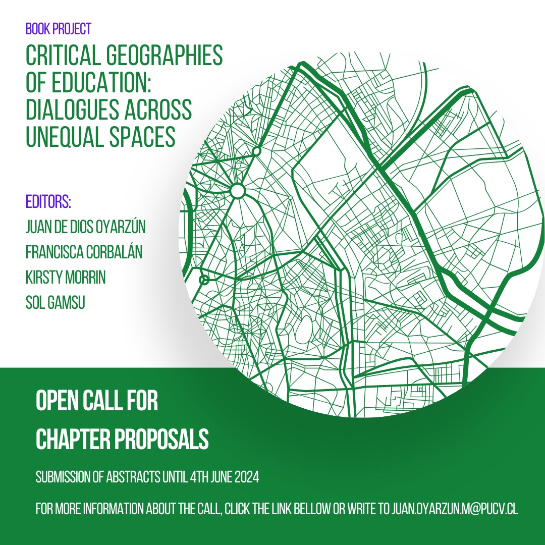 Open call for chapter proposals for the book project: Critical geographies of education: dialogues across unequal spaces. For more information about his project and to submit your proposals, please access the following link. #critgeoed #histed