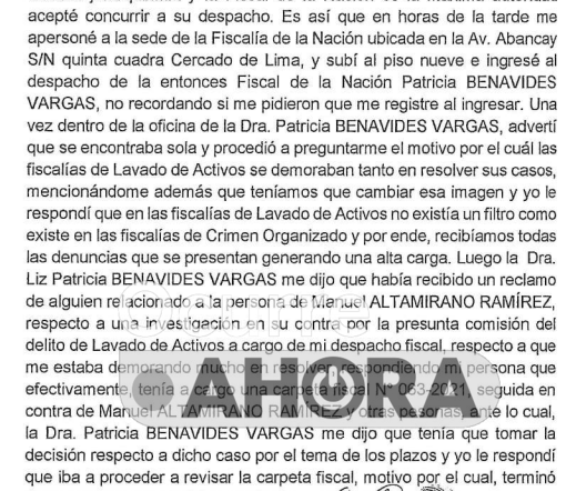 AlonsoRamosG's tweet photo. “Me estaba llamando la atención”. Explosivas declaraciones completas  del fiscal de lavado, Carlos Puma, sobre las presiones que recibió de fiscal de la Nación, Patricia Benavides, para que cierre investigación de Manuel Altamirano, caso en el que delator dice se pagó soborno. https://t.co/4z52sEd2D4
