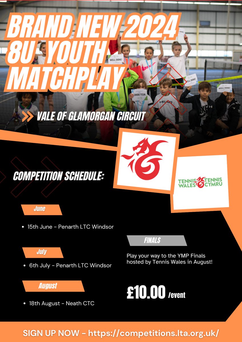 Tennis Squad 🏴 (@tennissquad) on Twitter photo We're taking part in the new <a href="/tenniswales/">Tennis Wales</a> Matchplay Circuit 🤩🎾
We have events at:
📍 <a href="/RhonddaTennis/">RhonddaTennis</a>
📍 <a href="/radyrtennis/">Radyr Tennis Club</a>
📍 <a href="/LlantrisantLTC/">Llantrisant Tennis Club</a>
📍 <a href="/penarthwindsor/">Penarth Windsor LTC</a>
📍 <a href="/FirbankDaleLTC/">Firbank Dale Tennis Club</a>
This is a series of local level Grade 6 events for children who are new or inexperienced in Comps.... We're taking part in the new <a href="/tenniswales/">Tennis Wales</a> Matchplay Circuit 🤩🎾
We have events at:
📍 <a href="/RhonddaTennis/">RhonddaTennis</a>
📍 <a href="/radyrtennis/">Radyr Tennis Club</a>
📍 <a href="/LlantrisantLTC/">Llantrisant Tennis Club</a>
📍 <a href="/penarthwindsor/">Penarth Windsor LTC</a>
📍 <a href="/FirbankDaleLTC/">Firbank Dale Tennis Club</a>
This is a series of local level Grade 6 events for children who are new or inexperienced in Comps....