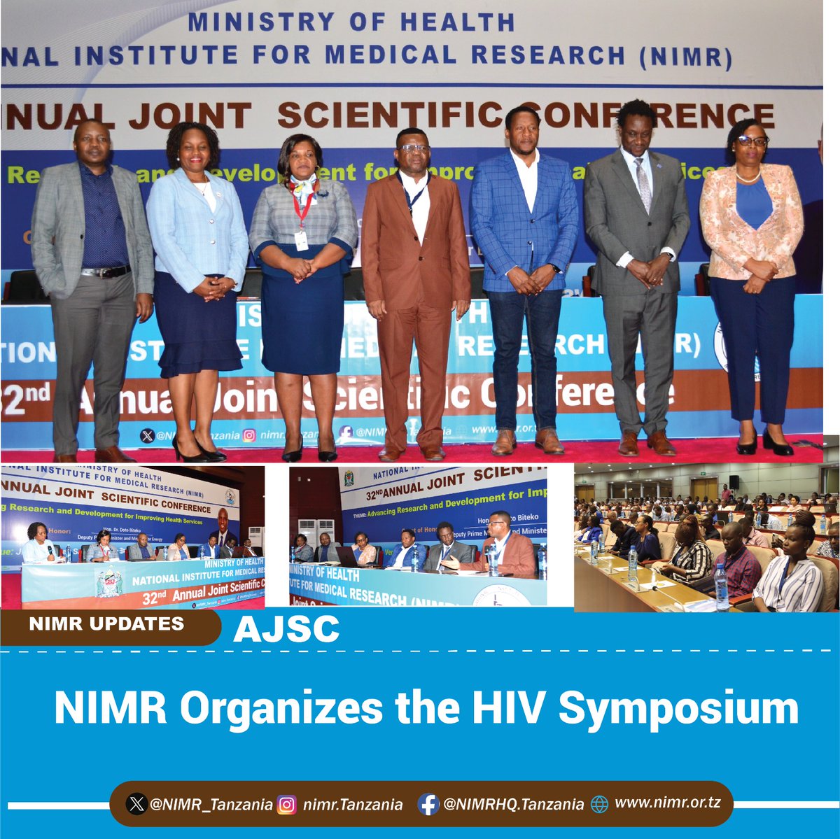 𝗡𝗜𝗠𝗥 𝗢𝗿𝗴𝗮𝗻𝗶𝘇𝗲𝘀 𝘁𝗵𝗲 𝗛𝗜𝗩 𝗦𝘆𝗺𝗽𝗼𝘀𝗶𝘂𝗺 The National Institute for Medical Research (NIMR) organized the HIV symposium titled 𝙃𝙄𝙑 𝙀𝙥𝙞𝙙𝙚𝙢𝙞𝙘 𝘾𝙤𝙣𝙩𝙧𝙤𝙡 𝙗𝙮 𝟐𝟎𝟑𝟎: 𝙏𝙝𝙚 𝙧𝙤𝙡𝙚 𝙤𝙛 𝙀𝙫𝙞𝙙𝙚𝙣𝙘𝙚-𝘽𝙖𝙨𝙚𝙙 𝙋𝙧𝙖𝙘𝙩𝙞𝙘𝙚𝙨 𝙞𝙣