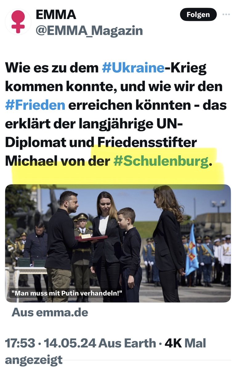 Rechte Allianzen: transfeindliches ⁦@EMMA_Magazin⁩ schenkt nationalistischem BSW-EU-Kandidat Michael von der Schulenburg eine Plattform, während der als Redner für die äußerst rechte Burschenschaft #Germania gebucht ist (inzw geplatzt wg öff Kritik). Vor 10 J unvorstellbar.