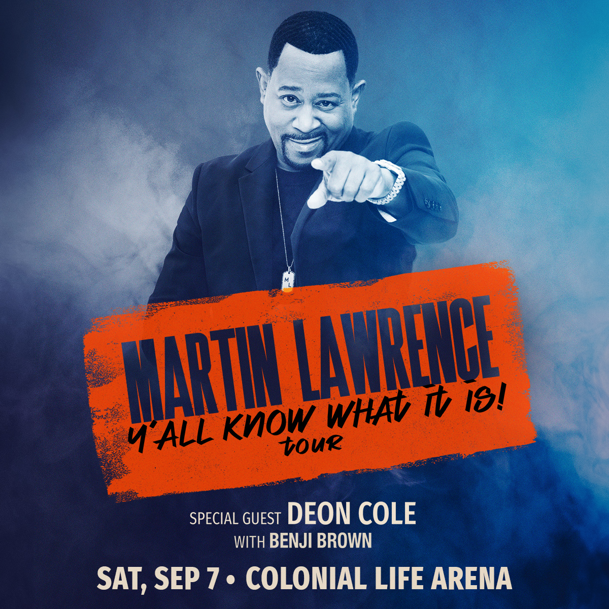 Tickets are on sale now for Martin Lawrence, Y'all Know What It Is! Saturday, September 7. With a full headline set and special guests Deon Cole & Benji Brown. 🎟️: bit.ly/Martin24Cola