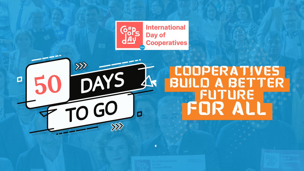 50 DAYS TO GO until #CoopsDay! Get ready to honor the impact of #cooperatives in sustainability, community building, and more. How will you celebrate? Retweet and let us know. #WeLoveCoops #CelebrateCoops 🥁 coopsday.coop #WeAreCoops