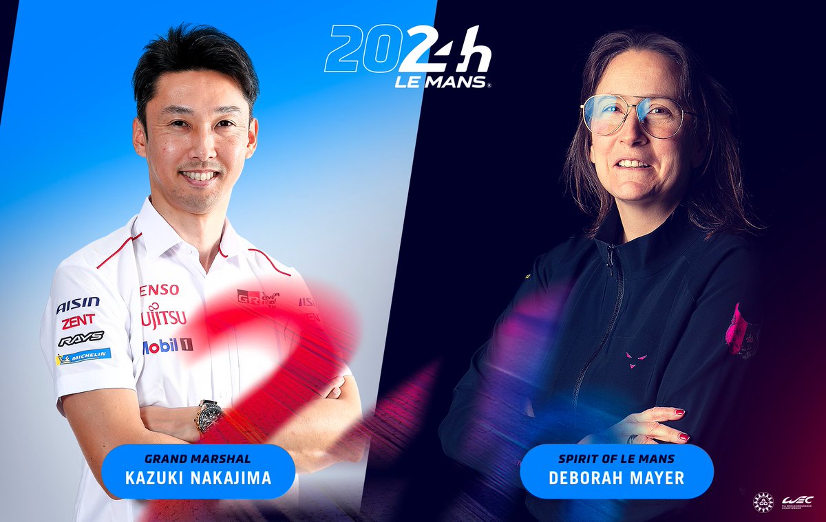 We have revealed the names of two personalities to be honoured at the 92nd edition. 𝗞𝗮𝘇𝘂𝗸𝗶 𝗡𝗮𝗸𝗮𝗷𝗶𝗺𝗮, 3 time winner and Grand Marshal of the 92nd 24 Hours of Le Mans, will have the privilege of guiding the 62 cars through the formation lap for the fourth round of