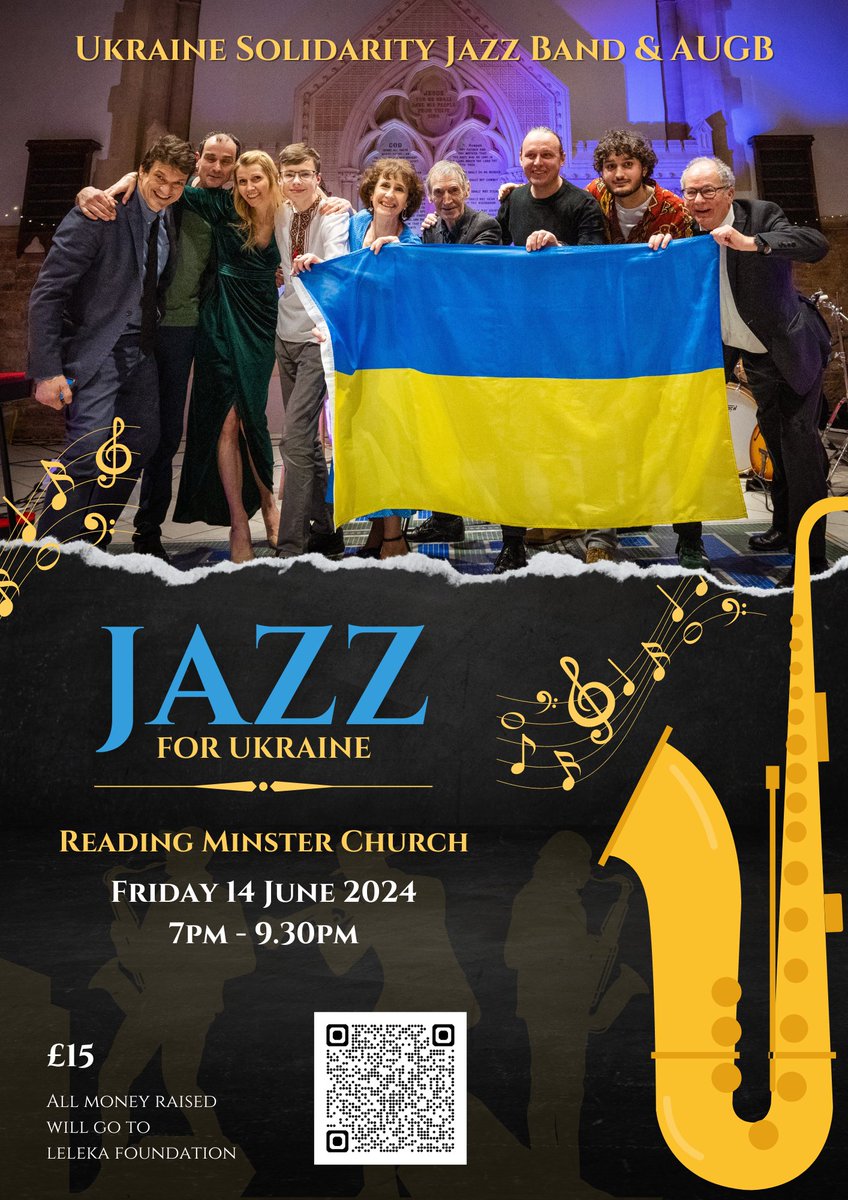 🎷 Come along for the Ukraine Solidarity Jazz Band concert in support of Ukraine. Enjoy fabulous music and messages of peace. All proceeds will go to the @Leleka_FDN, providing critical medical aid in Ukraine 🕊️ rdguk.info/suGaD #eventsinreading #rdguk