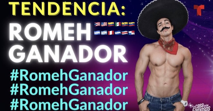 PR 🐔TEAM TIERRA & TODA 
LA DIÁSPORA ATENCIÓN 🌎‼️

🇵🇷🇺🇸🇨🇴🇲🇽🇪🇨🇻🇪🇳🇮🇦🇷🇵🇪🇭🇳🇨🇷🇵🇦

VIERNES DE TENDENCIAS💋

30 comentarios por persona 
usando los hashtags #️⃣:

#RomehGanador
#RomehPrimerLugar 
#LCDLF4 

Con fotos fotos & videos de Romeh💋

VAMOS RESISTENCIA A DARLE FULL