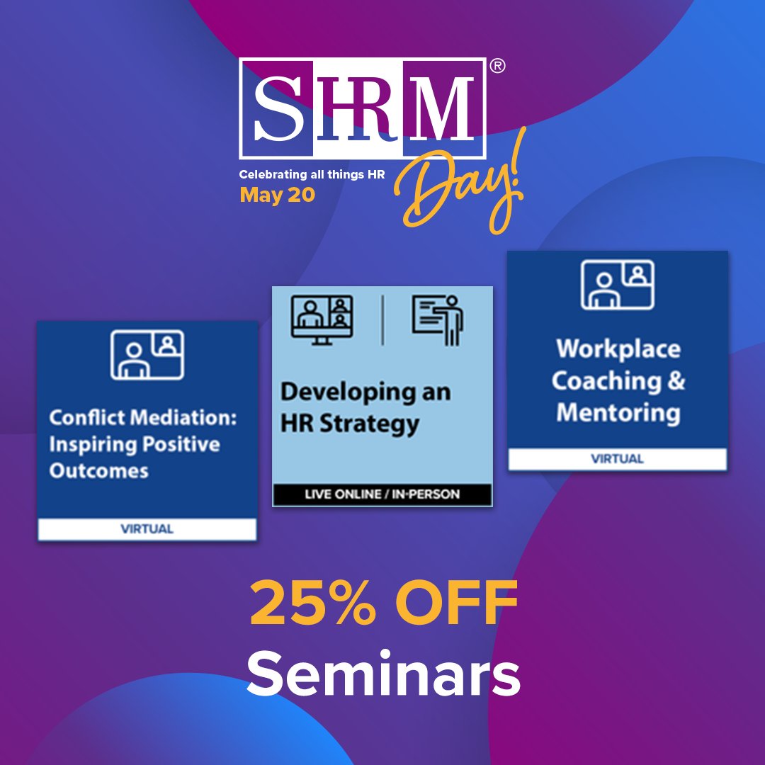 🗓️ Remember May 20 - #SHRMDay! Members can unlock 25% off on products, accessories, and more! Mark the calendar, this deal is exclusively available on that day! shrm.co/ga8adz