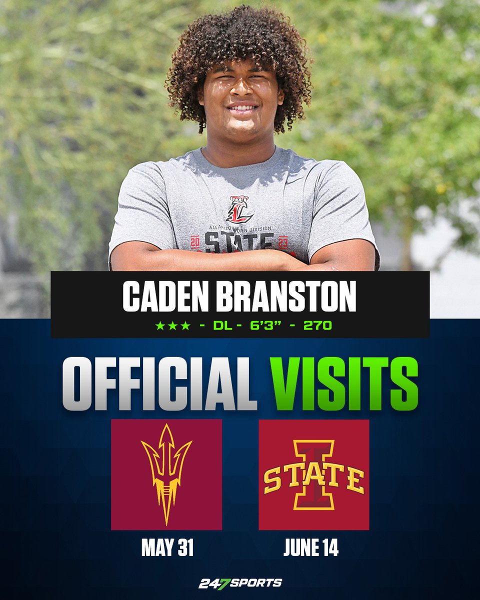 Defensive lineman Caden Branston from Peoria (Ariz.) Liberty has two official visits on deck: 247sports.com/article/three-…