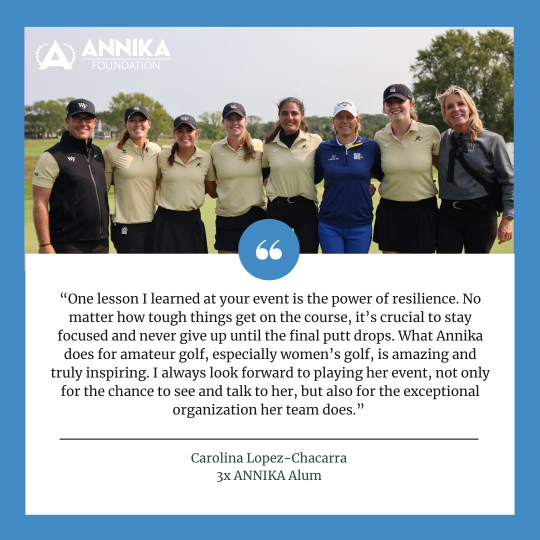 Through determination and strength comes growth ✨ Donate today and support the next generation of female leaders as they learn valuable lessons through the game of golf. #GivingMonth #MoreThanGolf 🔗annikafoundation.org/donate