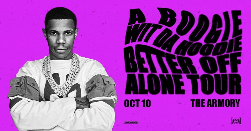 **JUST ANNOUNCED** 🗣 A Boogie Wit da Hoodie is heading to The Armory on 10/10 for the Better Off Alone Tour 2024! Tix on sale Wed. 5/22 @ 10am local More info @ ArmoryMN.com @ArtistHBTL