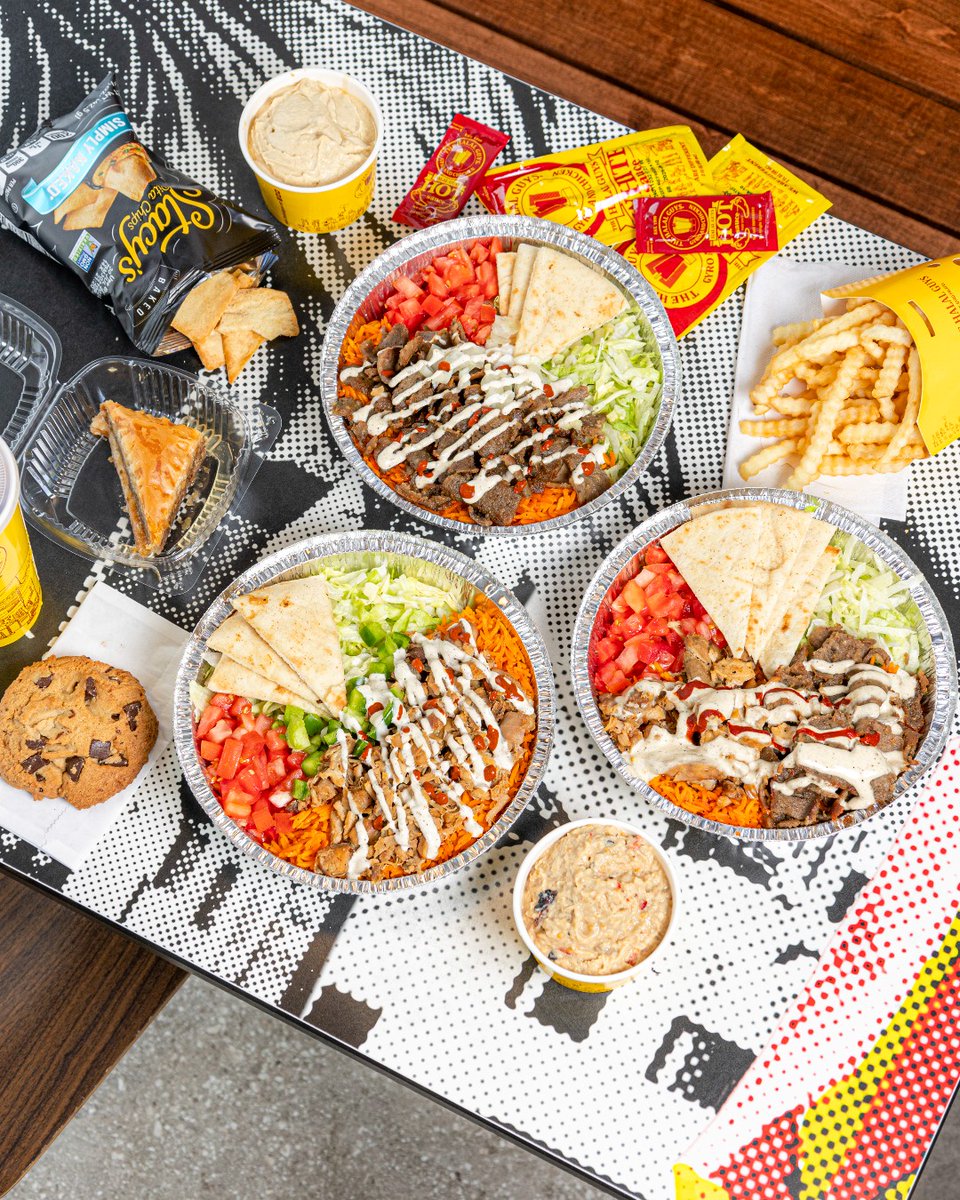 The perfect table spread, showcasing a variety of The Halal Guys' mouthwatering flavors! Comment below your favorite! 
#thehalalguys #halalfood