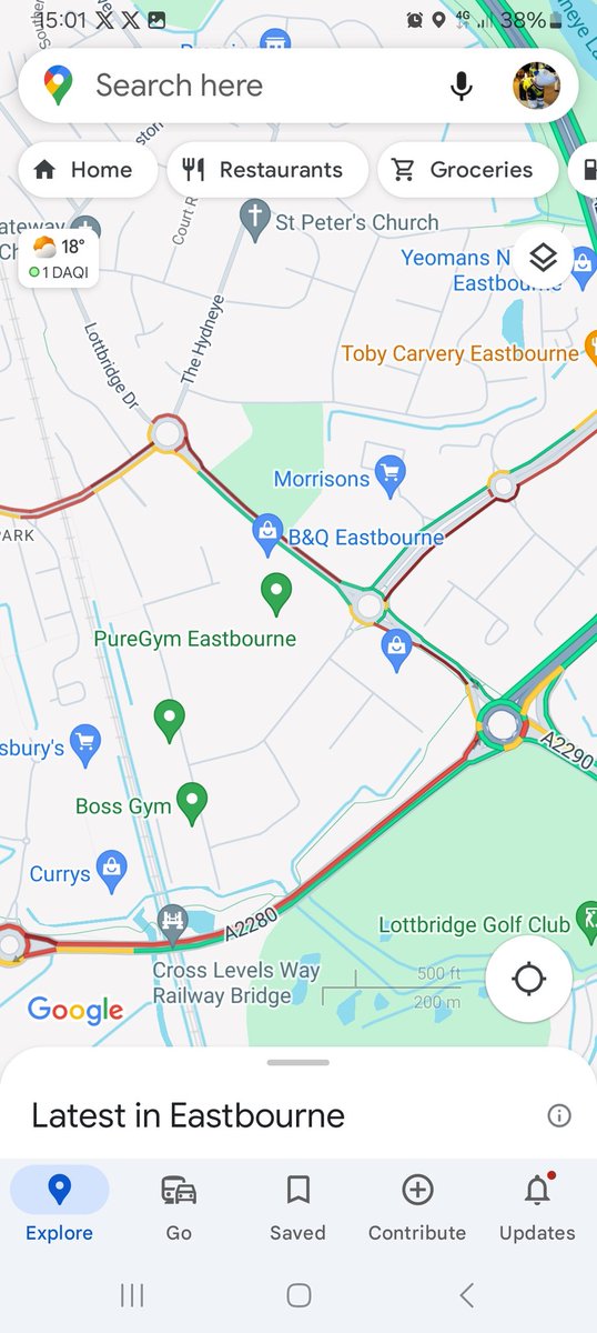 Cross levels way Eastbourne Queuing traffic northbound from the DGH Roundabout to Lottbridge drove due to emergency roadworks for 4 way lights at the Marshall Road roundabout @SylvMelB @BBCSussex @seahavenfm @hailshamfm @StagecoachSE @SussexIncidents @RadioDGH