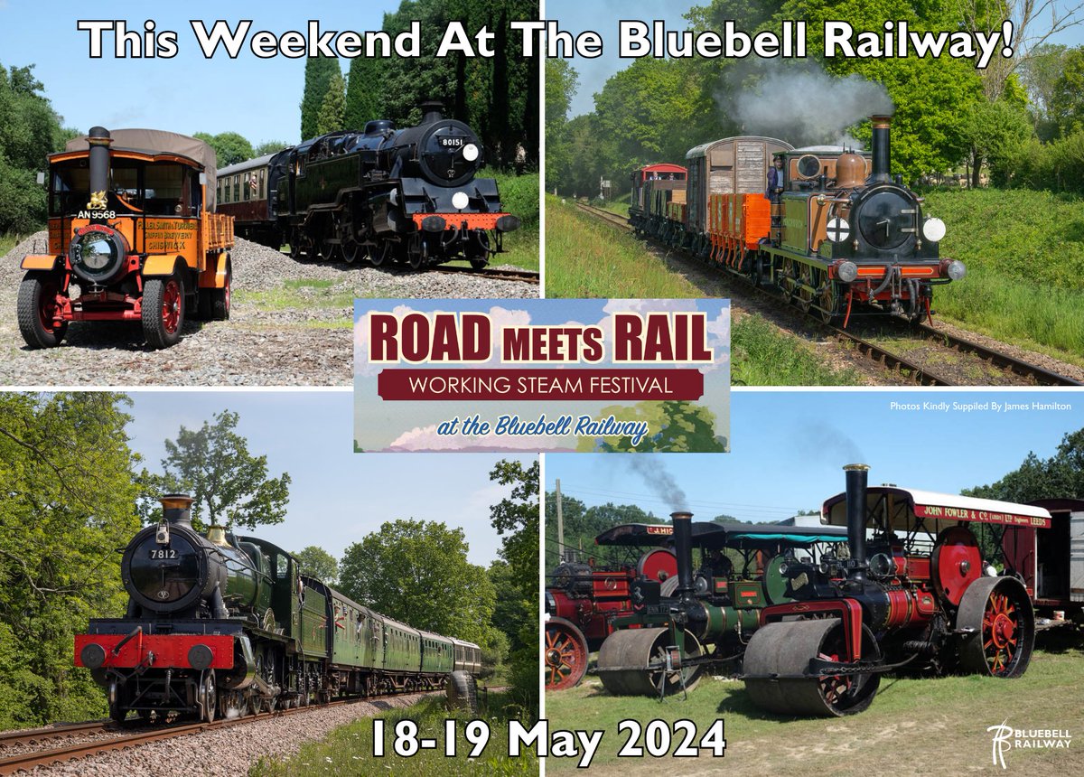 Road Meets Rail 2024- Starts Tomorrow!

Join us this weekend for our celebration of steam at The Bluebell Railway. Horsted Keynes will be transformed into a hive of steam activity. 80151, 72 'Fenchurch' and 7812 'Erlestoke Manor' in action on our trains!