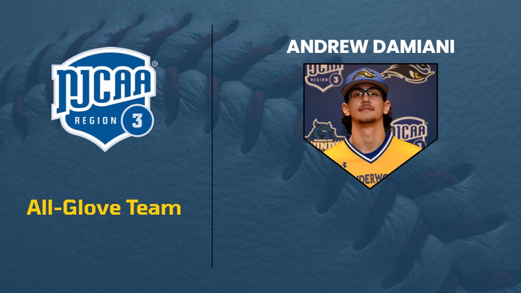 BASE: Congrats to <a href="/NiagaraTwolves/">SUNY NIAGARA BASEBALL</a> sophomore RHP <a href="/AndrewDamiani1/">Andrew Damiani</a> for being named to the <a href="/NJCAAReg3/">NJCAA REGION 3</a> All-Glove team! #RollWolves ⚾️🐺💪