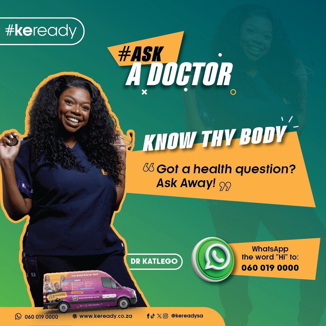 Your health questions are safe with us😊. Let us help you. Just drop our doctors a WhatsApp on 060 019 0000📲. #keready #askadoctor #healthcare