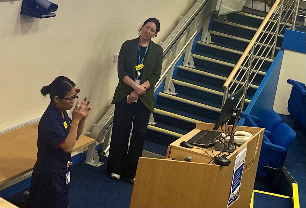 NM_Improvement's tweet photo. The ever brilliant Jess with Hazel talking about Hazel's improvement journey. The coaching/questioning style is a delight to be party to. It was so natural. 
#NorthMidExpo2024 #NorthMidFamily #PatientFirst https://t.co/22ET0Wx6S5