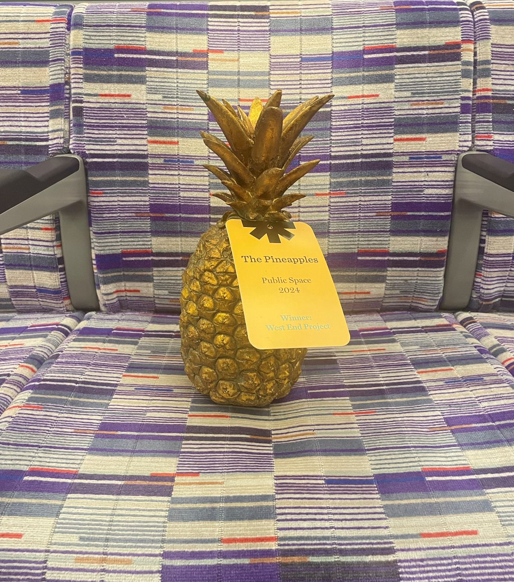 We're so excited to have won a Pineapple award last night for #WestEndProject If you're near Covent Garden do go and enjoy the space! Huge thanks to our partners - we couldn't have done it without you😍The pineapple had it's own seat home on the Lizzie Line @festivalofplace