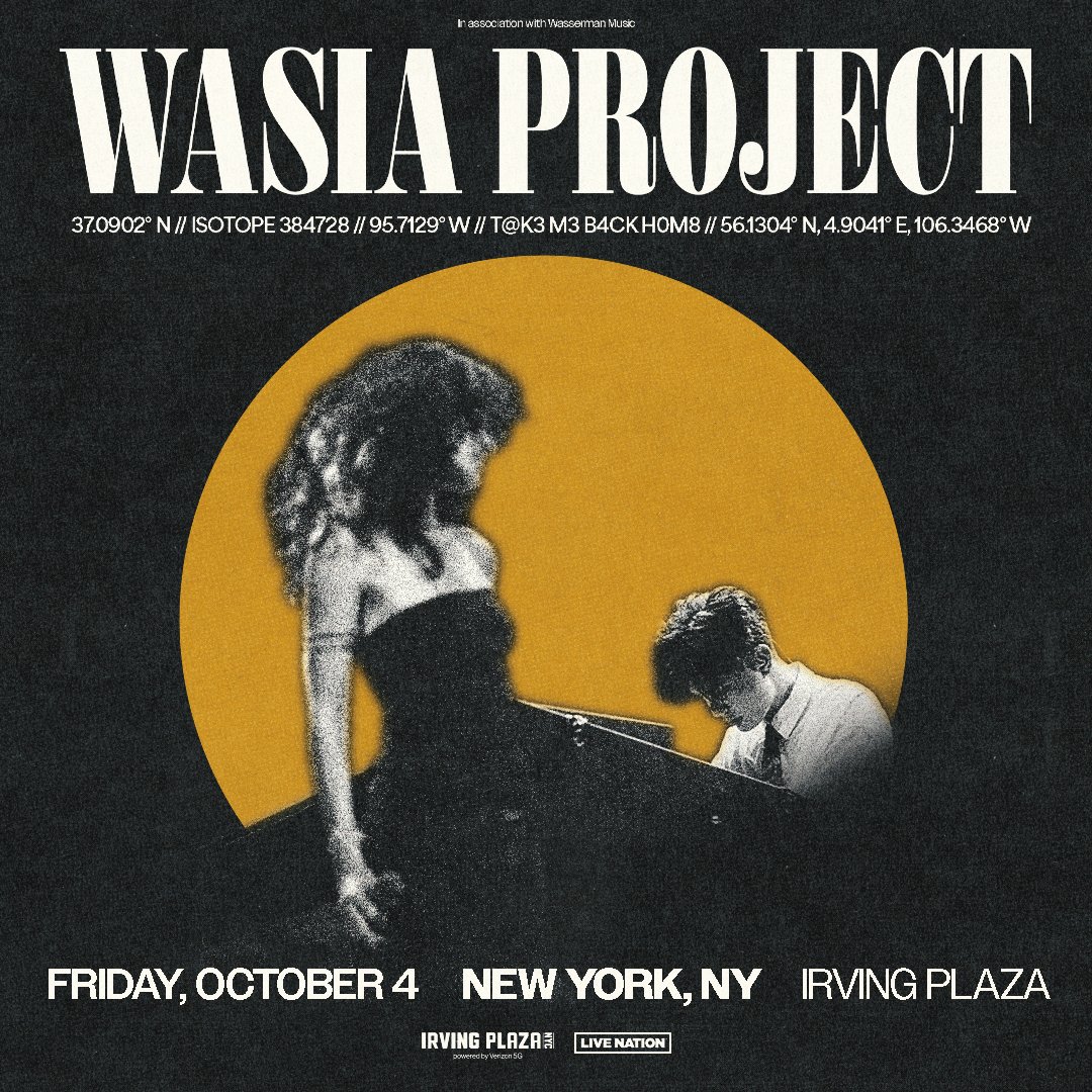 JUST ANNOUNCED 🟡 @wasia_project - Friday, October 4th! Link in bio. 🎫 Presale | Tuesday, May 21st at 12pm - Wednesday, May 22nd at 10pm | Code: SOUNDCHECK 🎫 On Sale | Thursday, May 23rd at 10am 🎫 livemu.sc/4dHMFXc