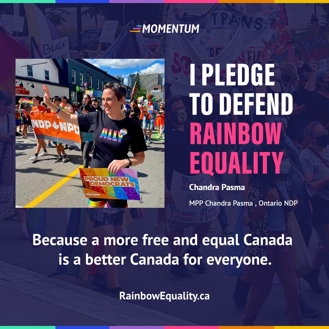 Today, on the International Day against Homophobia, Transphobia and Biphobia, I am proud to sign the Pledge to Defend Rainbow Equity and stand in support of the 2SLGBTQIA+ community. Sign @queermomentum's Pledge here: rainbowequality.ca/pledge