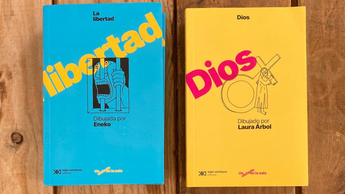 ¿Sabes ese problema obvio que todos vemos y que nadie quiere abordar? Eso es #UNELEFANTEENLASALA 🤔¿Y cómo dar forma a esos conceptos complejos? CON HUMOR GRÁFICO Nueva colección dirigida por @javirroyo 🕸La libertad dibujada por @enekohumor 👁Dios dibujado por @lauraarbol_