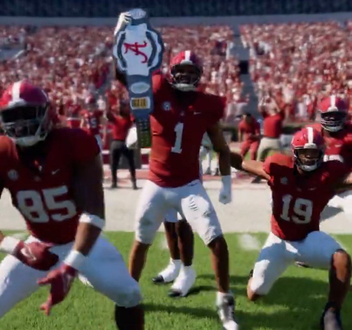 Alabama with the turnover belt in the College Football 25 reveal trailer #CFB25 #RollTide 🐘🐘