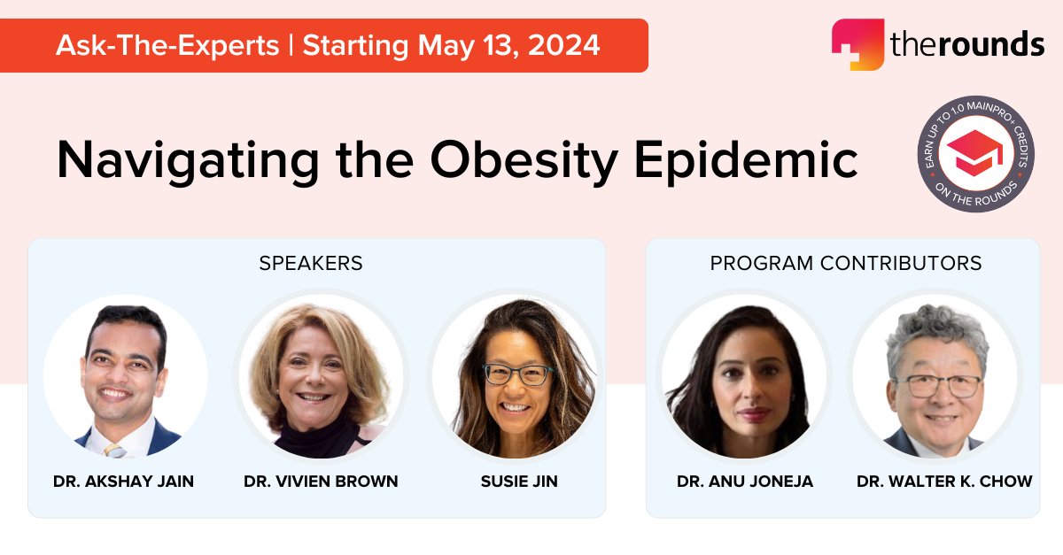 The Rounds 🩺 (@therounds) on Twitter photo 👩⚕️👨⚕️ Dive deep into the #obesity epidemic with our expert-led series on The Rounds. Earn Mainpro+ credits today: app.therounds.com/navigating-the… <a href="/DrVivienBrown/">Dr. Vivien Brown</a> <a href="/AkshayJainEndo/">Akshay Jain MD, FRCPC, FACE</a> 👩⚕️👨⚕️ Dive deep into the #obesity epidemic with our expert-led series on The Rounds. Earn Mainpro+ credits today: app.therounds.com/navigating-the… <a href="/DrVivienBrown/">Dr. Vivien Brown</a> <a href="/AkshayJainEndo/">Akshay Jain MD, FRCPC, FACE</a>