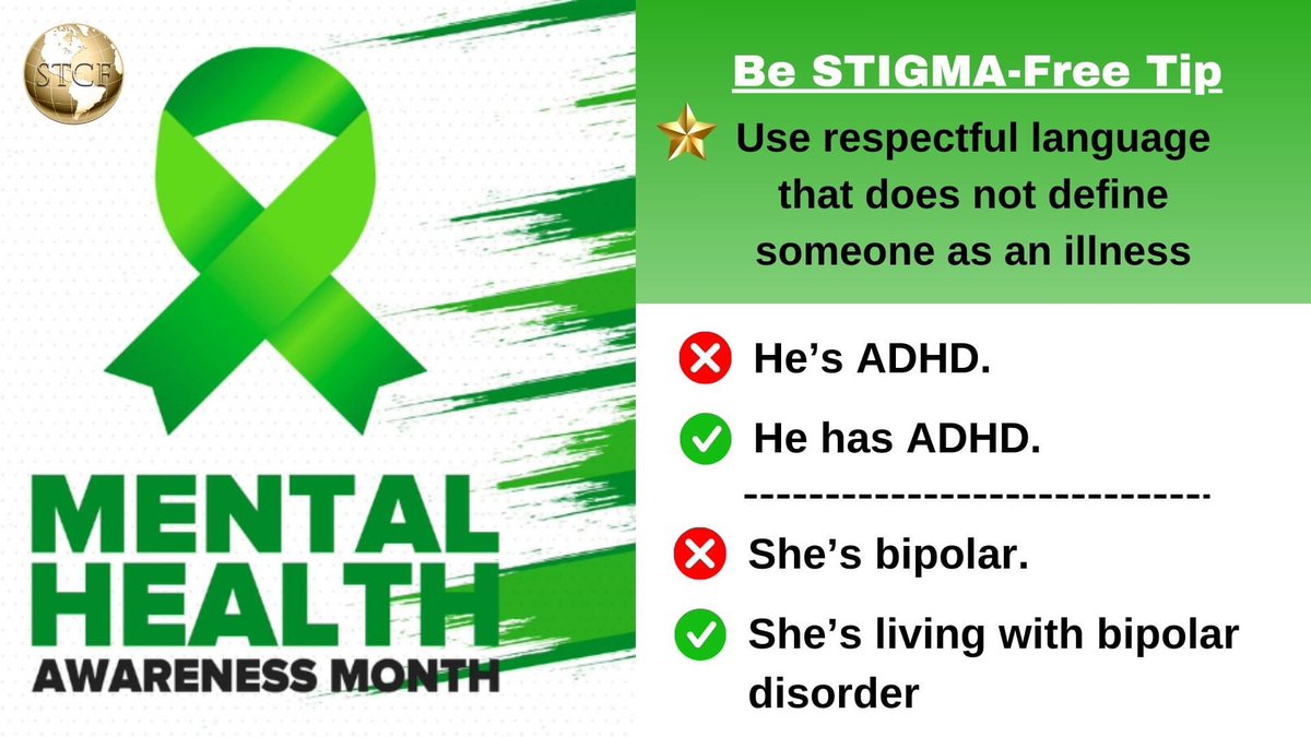 ✨#TipOfTheDay 💚 May is Mental Health Awareness Month! Our #partner @STCFOC embraces & promotes a #StigmaFree culture. Today’s tip: use respectful language‼️✨
#CommunitySchools #MentalHealthMatters #EquityInclusion #WeBEElongTogether #EndTheStigma