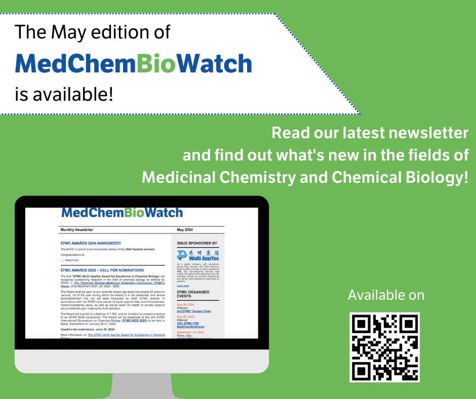 🌸 The May edition of MedChemBioWatch is now available! Stay informed about the latest activities of EFMC, upcoming events and so much more... 🔗 efmc.info/medchemwatch.p… #MedChemBioWatch #EFMC #MedChem #ChemBio