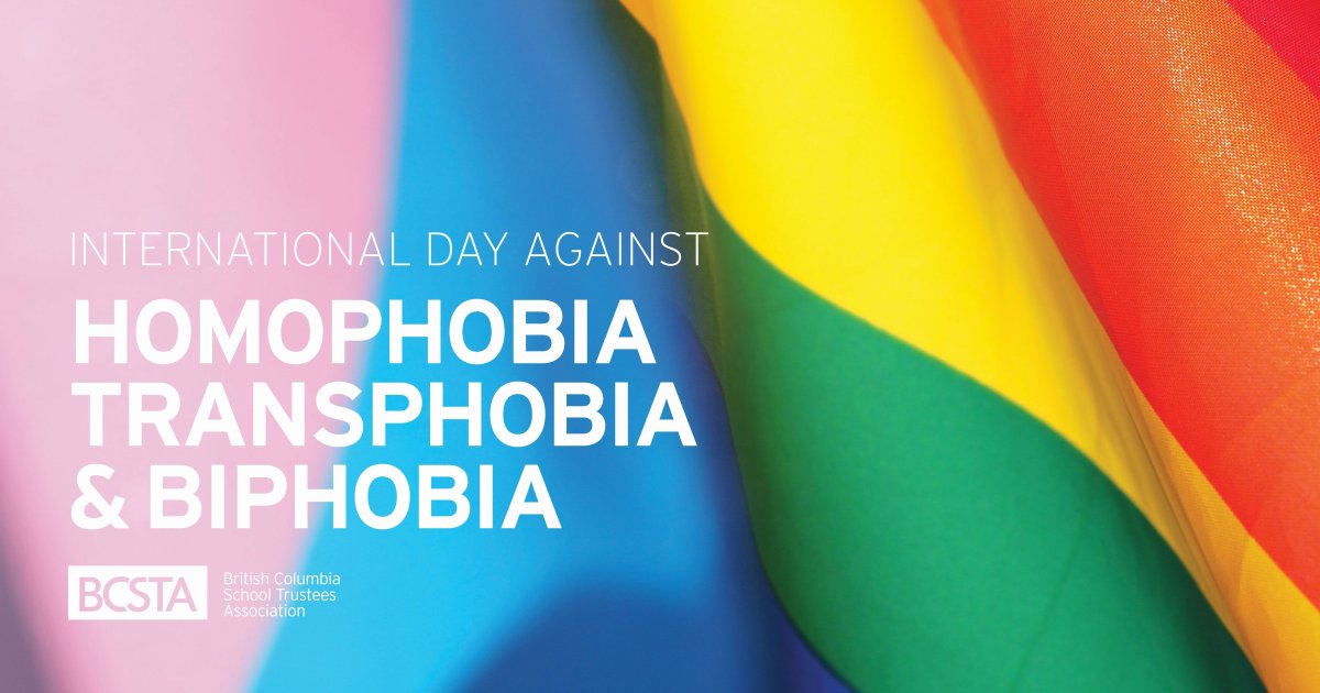 May 17 is the International Day Against Homophobia, Transphobia and Biphobia. Today and every day, let’s stand against hate and champion equity, diversity and inclusion. 🌈 #bced #IDAHAT