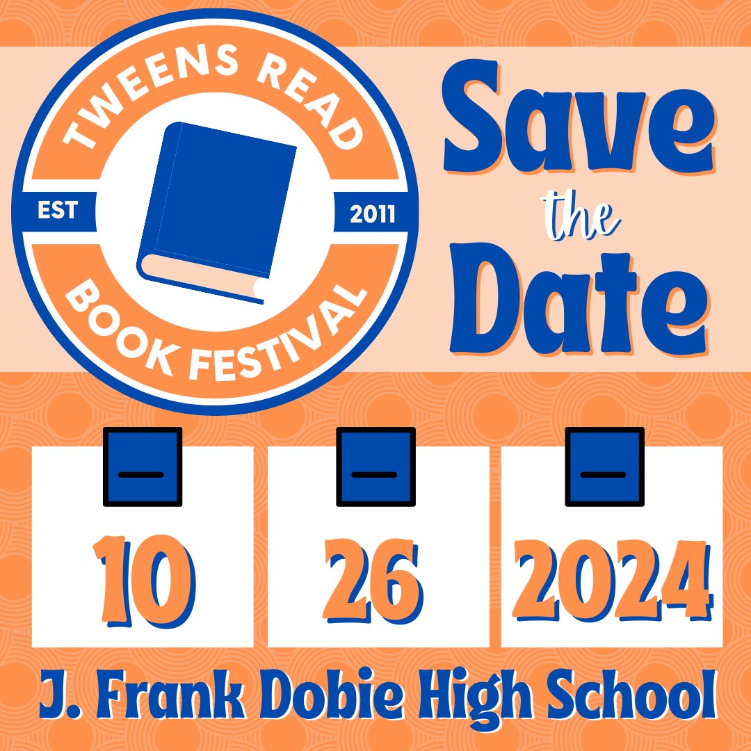 What better way to end the week? #TweensRead24 will be October 26 at J. Frank Dobie High School. We can't wait to share more info soon! @bluewillowbooks