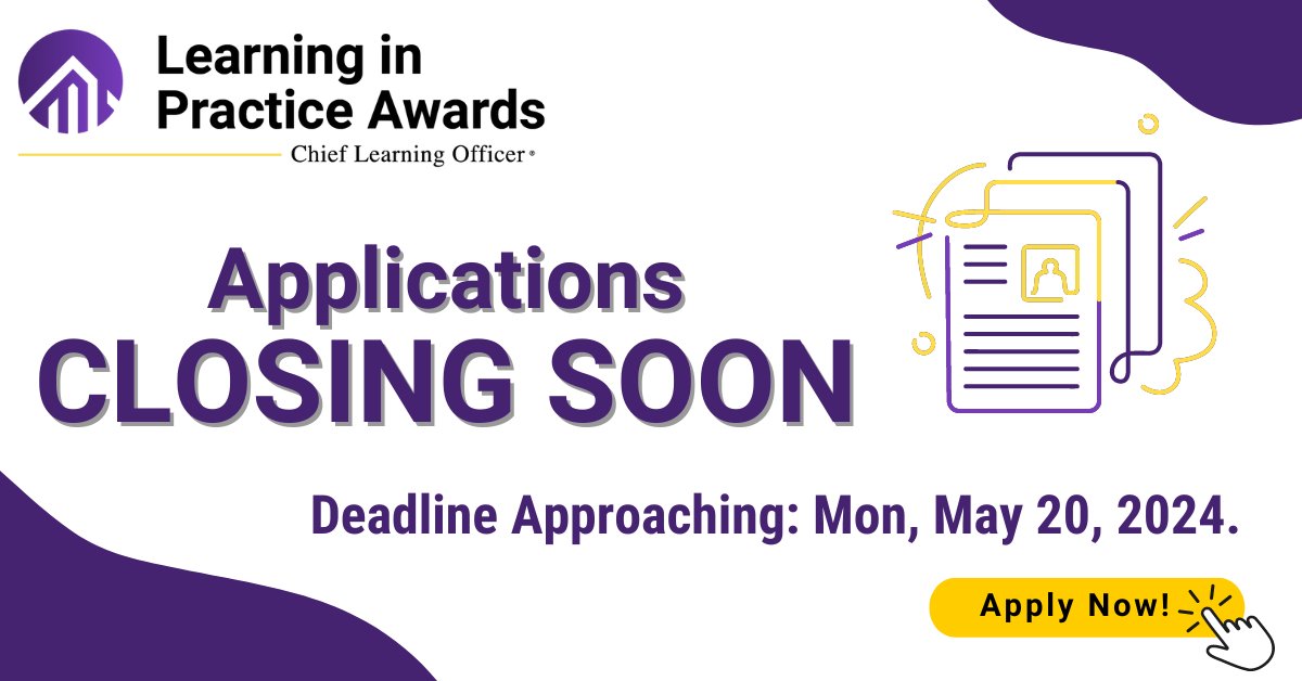 Last Chance! The final deadline for the 2024 Learning in Practice Awards is 72 hours away. Don't miss this opportunity to showcase your achievements in learning and development.

Apply now: hubs.ly/Q02wQvL40  

#LearningInPractice #LIPAwards #LearningInnovation