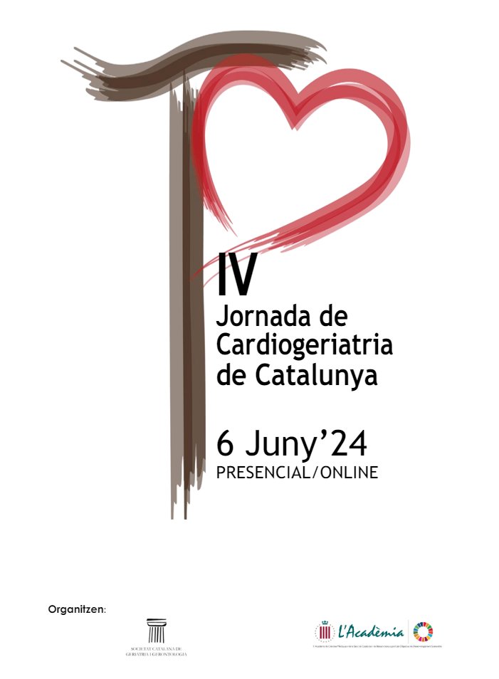 El Grup de Cardiogeriatria de la Societat Catalana de Geriatria i Gerontologia (SCGiG) organitza la IV Jornada de Cardiogeriatria de Catalunya el dia 6 de juny. 📍On? A l'Hotel Barcelona Center i on-line ✍️Inscripcions: inscripcions.academia.cat/form.php?id=26… 🔗Programa: docs.academia.cat/extraacademiqu…