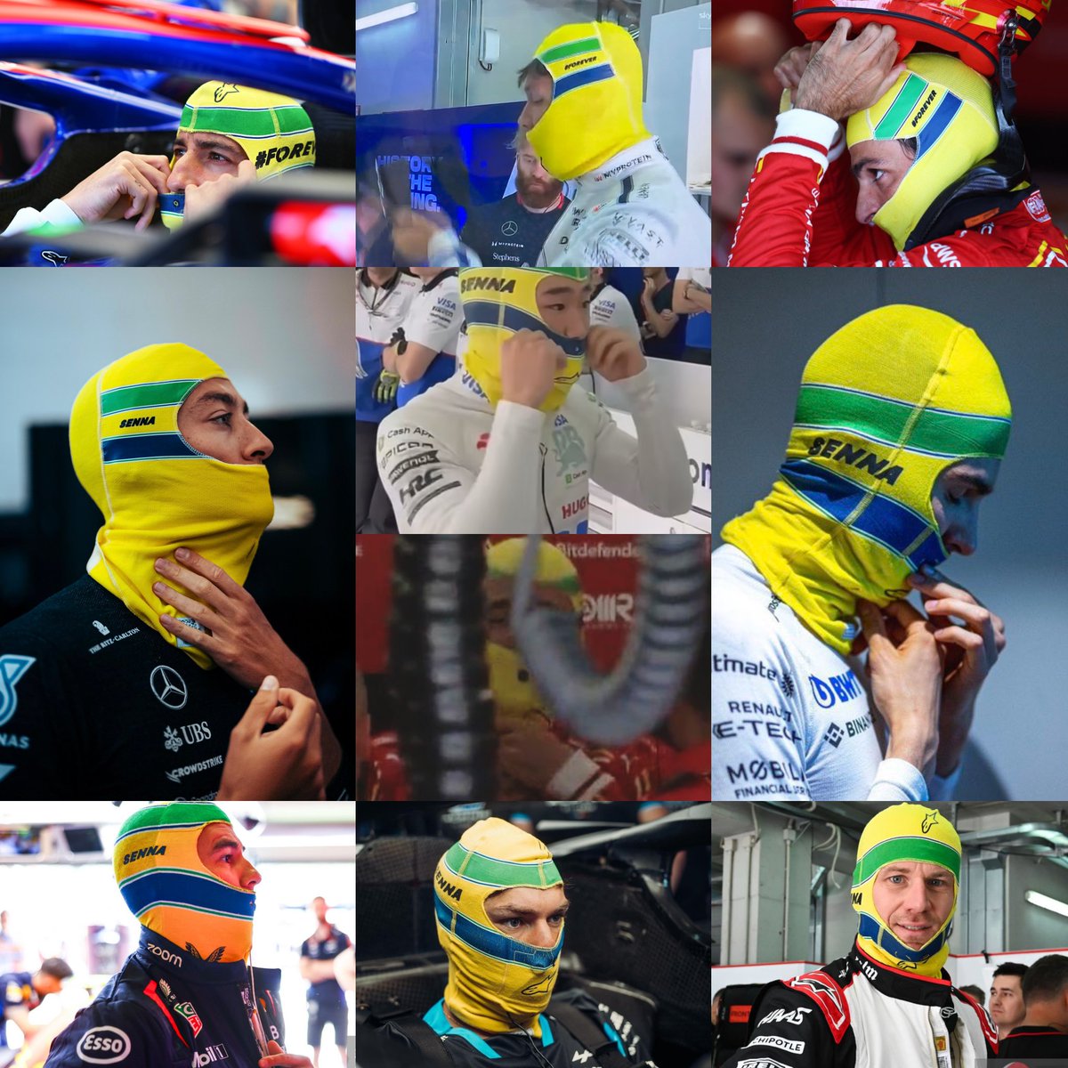 It's great to see many of the drivers paying tribute to Ayrton Senna by wearing a special balaclava. Hopefully, we'll see more tributes being paid to Roland Ratzenberger this weekend, too. #Ratzenberger #Senna #ImolaGP