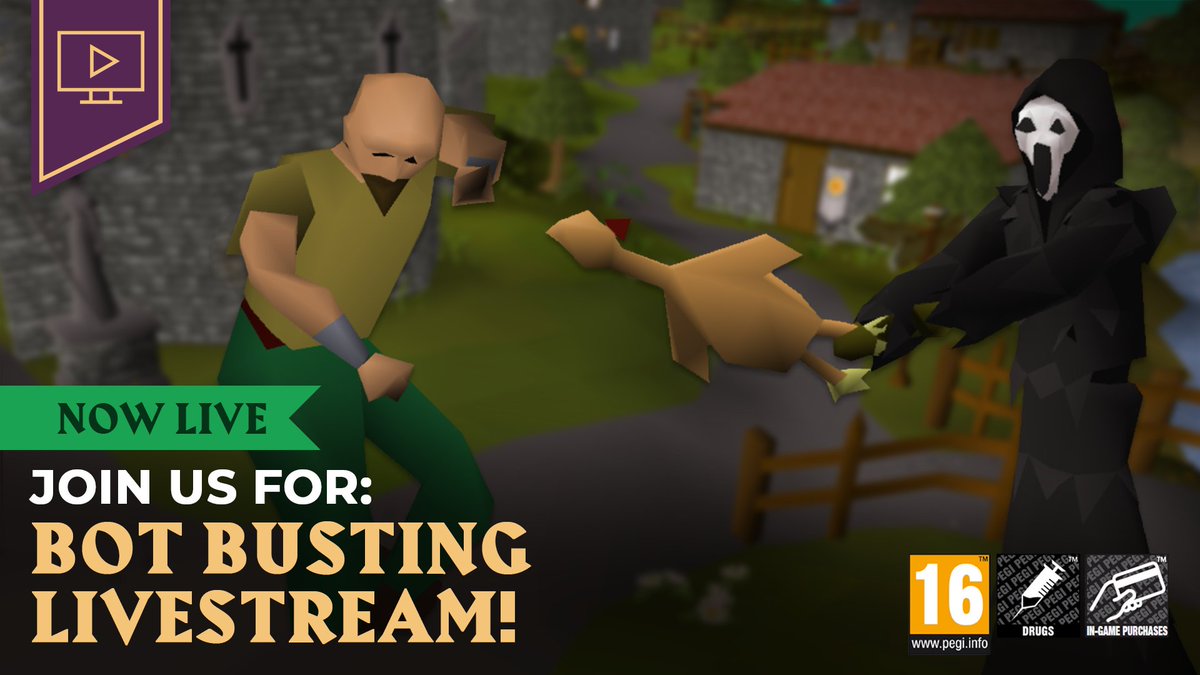 🔴 LIVE NOW 🔴 🐔 Did someone say BOT BUSTING?! 📺 Mods Sween and Sarnie are on the hunt to eliminate a tonne of bots in real-time on Twitch! 🔗 “Catch” them here: twitch.tv/oldschoolrs