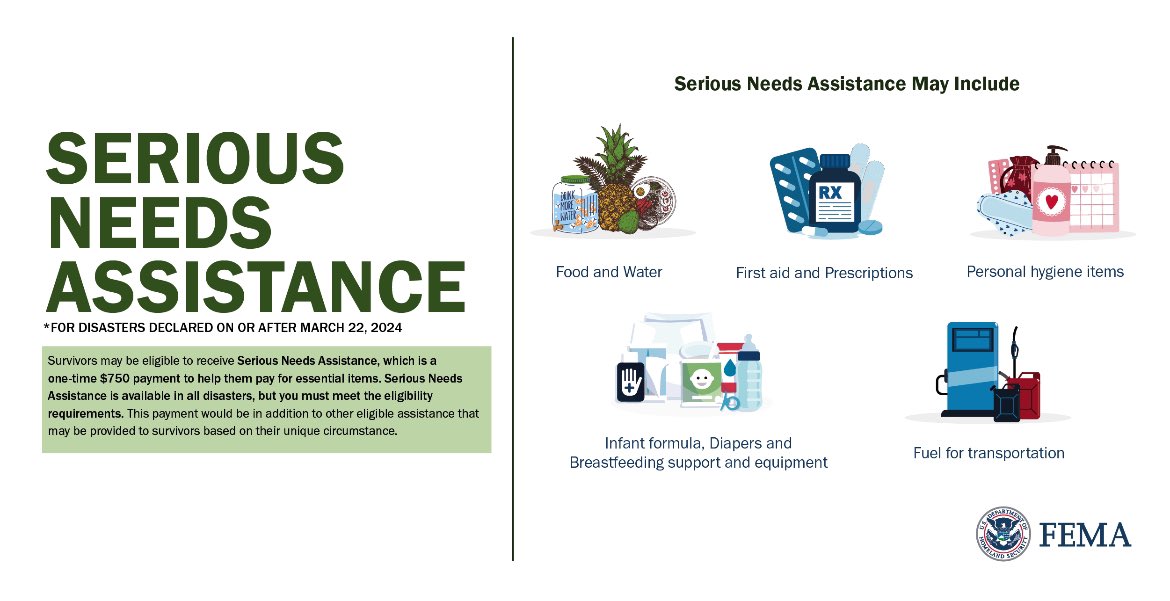 If you have an immediate or serious need due to the severe storms & tornadoes, you may qualify for a one-time payment through @fema's Serious Need Assistance.   Serious Needs Assistance is available to eligible survivors who apply by May 30.   Learn more: fema.gov/press-release/…