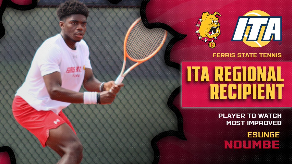 AWESOME! Ferris State Tennis standout Esunge Ndumbe claims two major ITA Midwest Region Awards - Player To Watch & Most Improved! Well done! tinyurl.com/4cr7eu5v @ferris10scoach