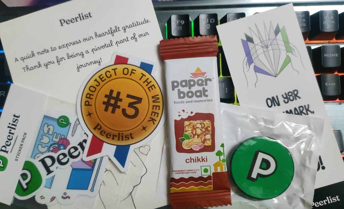 Thanks for the awesome goodies, <a href="/Peerlist/">Peerlist</a>! 💚 Inspires to keep shipping more! 🚀