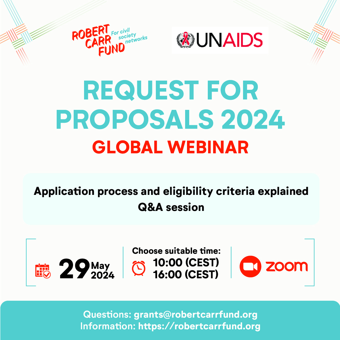 💻RCF Request for Proposals Global Webinar together with @UNAIDS ⏰ May 29 at 10AM(CEST) and 16PM(CEST) 🌟Application and eligibility explained by our experts 📗 Q&A session To register choose time: 10AM: bit.ly/3ywJBgi 16PM: bit.ly/3QM6pz2 Share!