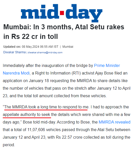 Now let's examine the success of the Atal Setu Bridge. It was built at a cost of ₹17,840 crore, with a toll rate of ₹250 per car for single trip—an unbearable amount for the common man. Since its inauguration, the total toll collected was a paltry ₹22.57 crore in the 102 days