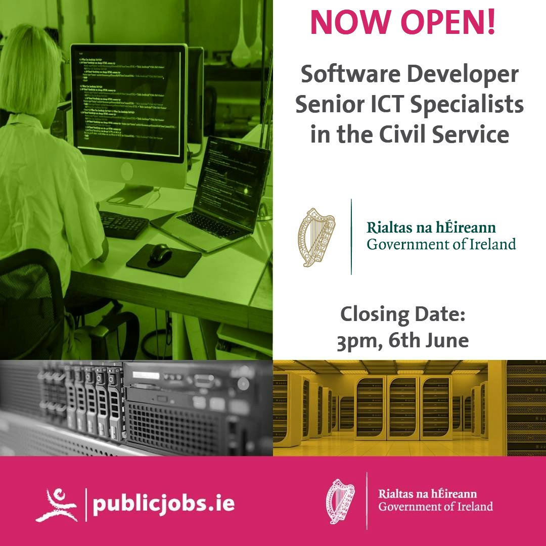 The Government of Ireland is on the lookout for talented Software Developers to join their team!🌟This recruitment drive, at the Higher Executive Officer level, is your gateway to advancing your digital and ICT career within the Civil Service. Apply Now! bit.ly/TW_Org_SDSICTS