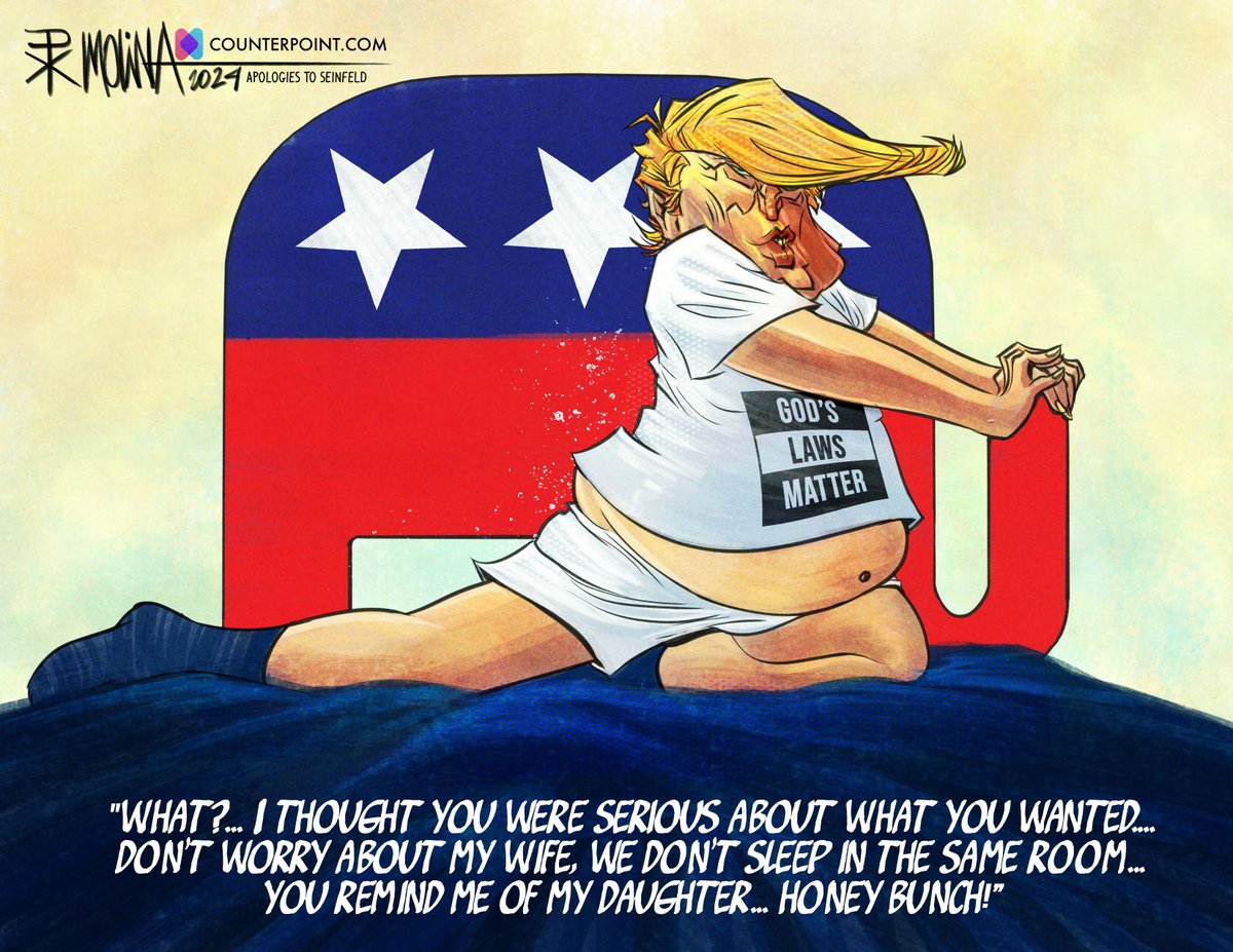 pxmolina's tweet image. #FunFact If you saw my latest #cartoon for #Counterpoint  ("The Timeless Art of Religious and Family Values") and wondered where my visual inspiration for that one came from... here is the answer:
#Trump #Trump2024maga #TrumpTrial #Seinfeld