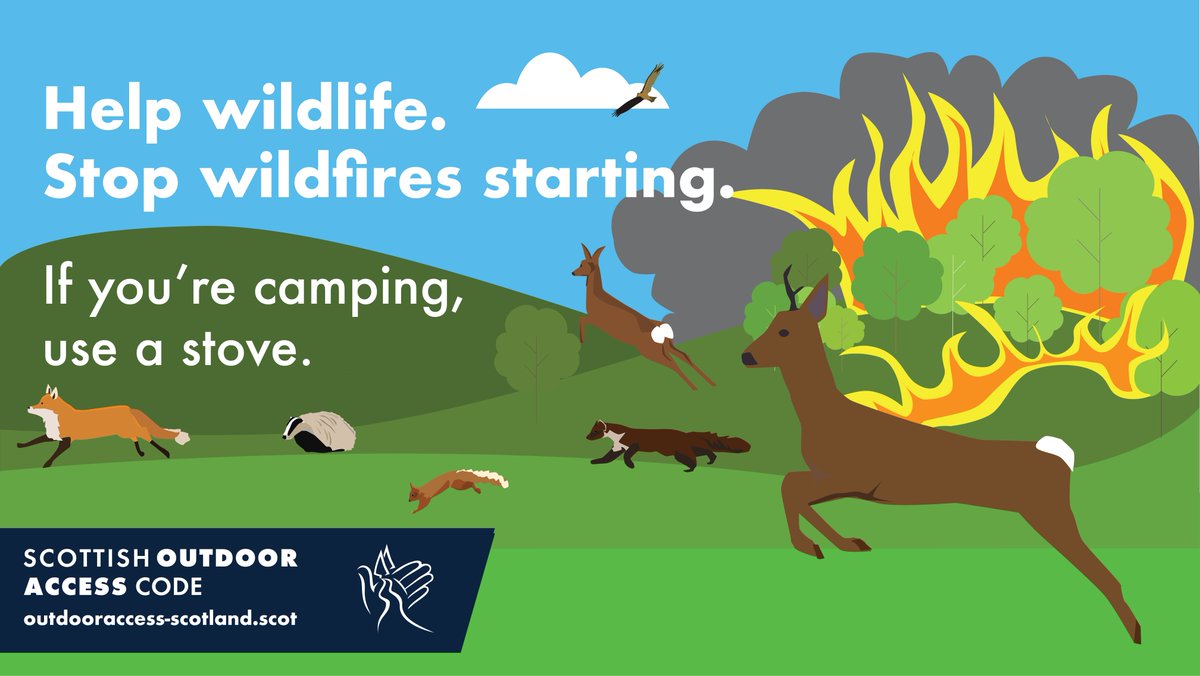 We may enjoy the romantic idea of an open fire, but the reality is that these can quickly get out of control - devastating wildlife and local communities. Heed wildfire warnings. If fires are permitted when camping, use a stove. More tips: orlo.uk/cgD8q #KnowTheCode
