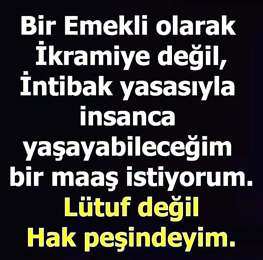 İNTİBAK YASASI çıkmadığı müddetçe Emeklinin durumu düzelmez. İNTİBAK YASASI ŞART Mevcut hükümet yerine getiremiyorsa gelecekti hükümet yerine getirmeli. #EmekliNetErkenSeçim Diyor...