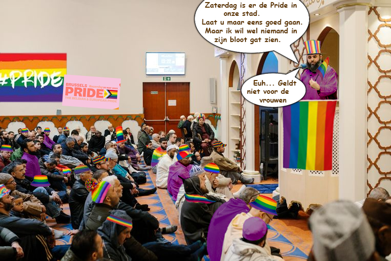Zopas tijdens het vrijdaggebed in de moskee...
Blijkbaar moeten de holebi's niet meer bang zijn voor de moslims... 
Dan hebben @vooruit_nu en @groen dus gelijk dat het gevaar voor de LGBTQia alleen van extreem rechts komt.
Tof !
#pride #vrtnws #vtmnieuws #terzaketv #deafspraak
