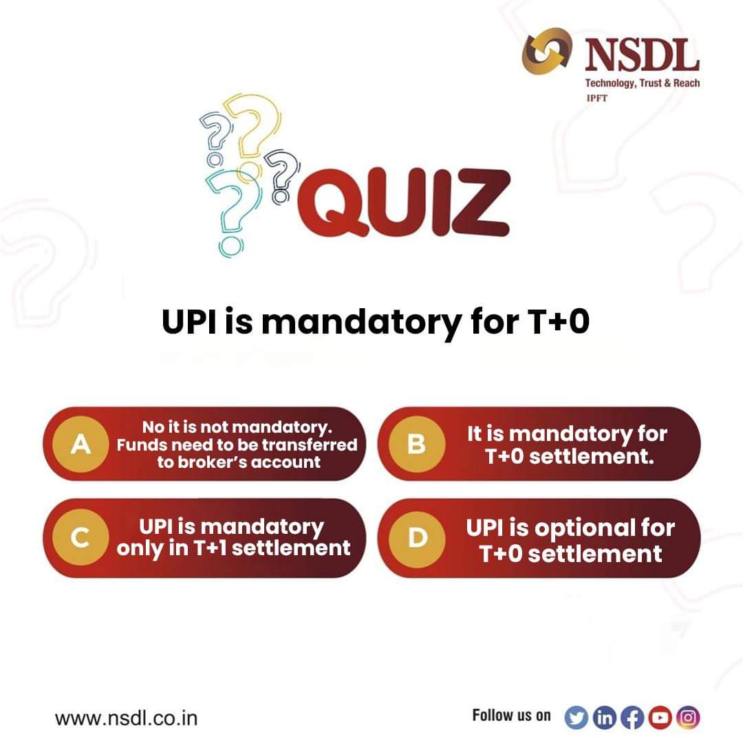 #Contest alert - Win prizes every week! To enter the quiz leave the correct answer in the comments below and stand a chance to win exciting prizes! 1) Follow NSDL on all of its social media channels. Facebook, facebook.com/nsdl.co.in LinkedIn, linkedin.com/company/nation…