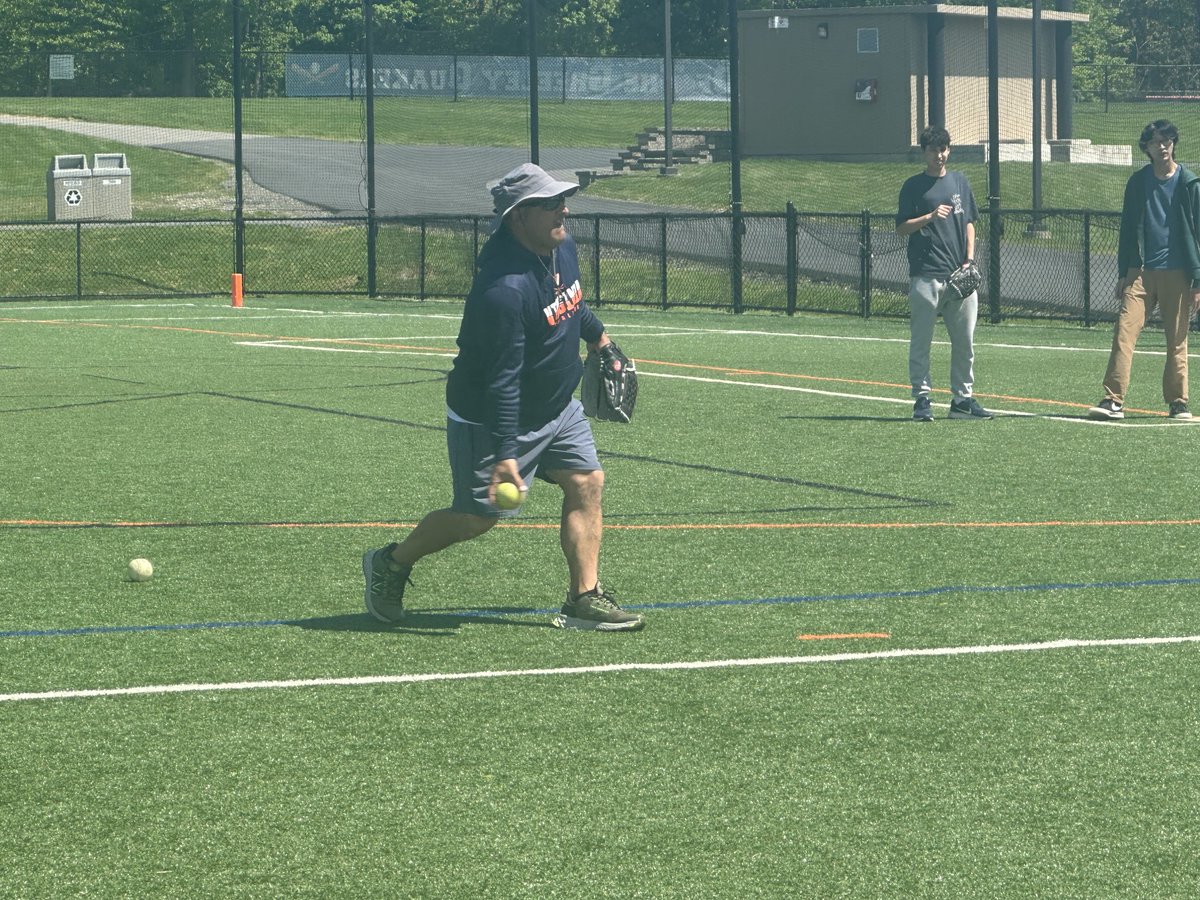 Coach Marino throwing strikes in physical education class last week! ⁦@GreeleySports⁩