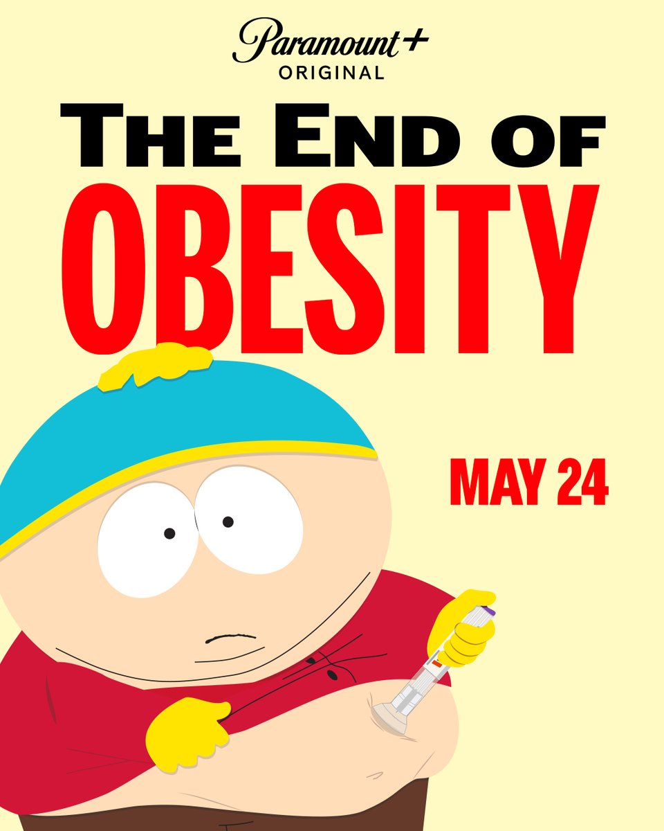 The new exclusive event SOUTH PARK: THE END OF OBESITY premieres May 24, 2024 on Paramount+! #SouthPark #ParamountPlus