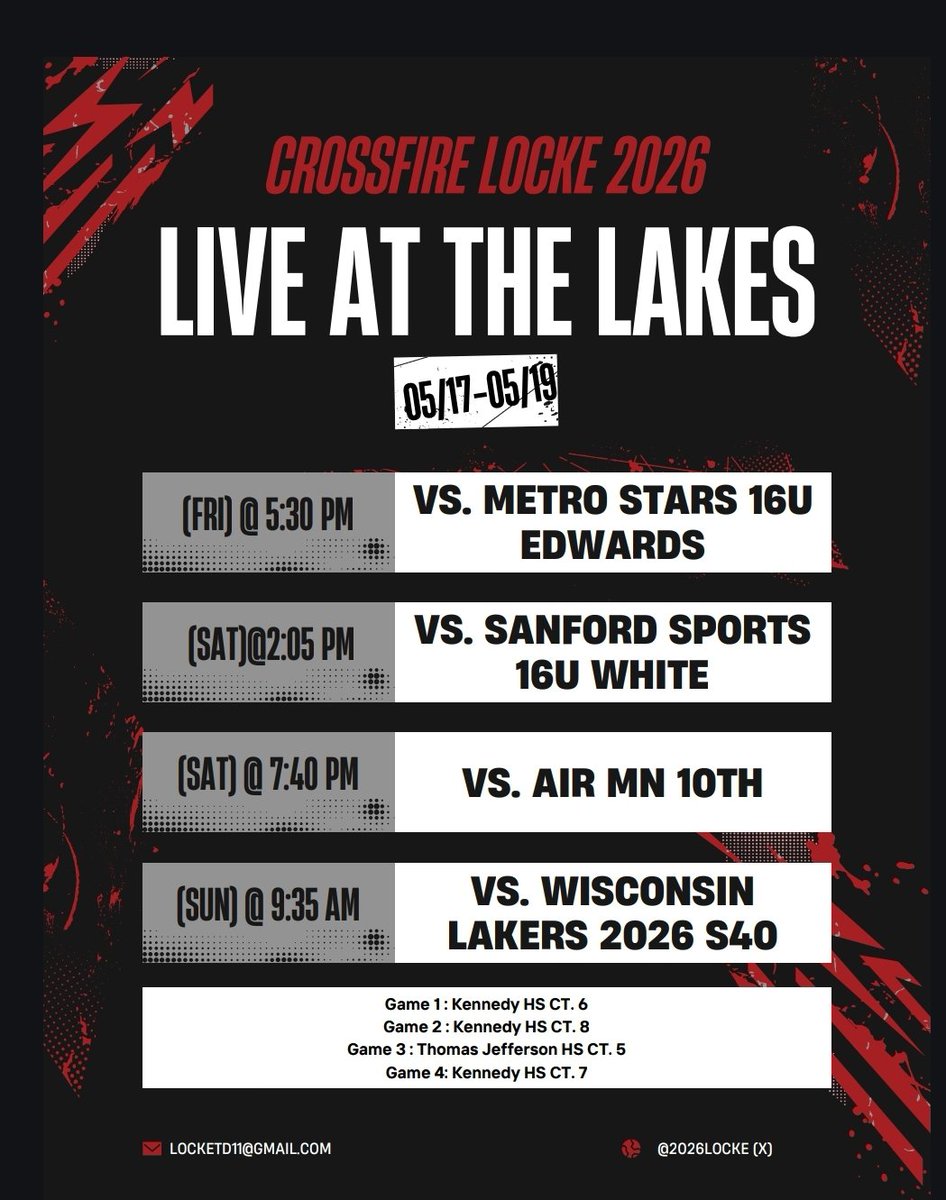 Crossfire 2026 Locke (@2026locke) on Twitter photo Looking forward to another weekend of action!! Schedule posted below!! <a href="/CrossfireGHoops/">Crossfire Girls Hoops MN AAU</a> <a href="/JrAllStarMN/">Minnesota Jr. All-Star GBB</a> <a href="/EricJrAllStar/">EricJrAllStar</a> Looking forward to another weekend of action!! Schedule posted below!! <a href="/CrossfireGHoops/">Crossfire Girls Hoops MN AAU</a> <a href="/JrAllStarMN/">Minnesota Jr. All-Star GBB</a> <a href="/EricJrAllStar/">EricJrAllStar</a>