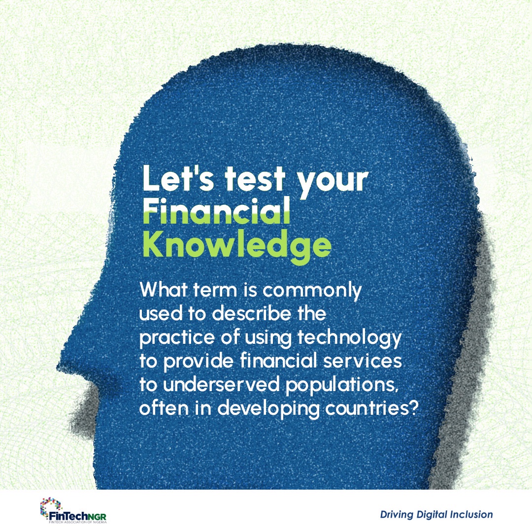 How knowgeable are you? But this question is so easy. 

Let's give you a hint, the answer is somewhere on our page.

#fintechNGR #notforprofit #NGO 
#fintechnigeria