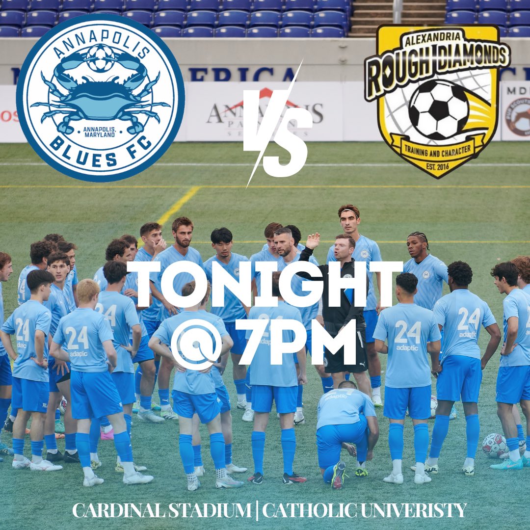 Tonight, YOUR Annapolis Blues kickoff the NPSL season away against the Alexandria Rough Diamonds! 🚍 Tickets for this match available through link in bio! 🎟️ Unfortunately the game is not streamed, but we will keep you all updated via social media channels! 🙌